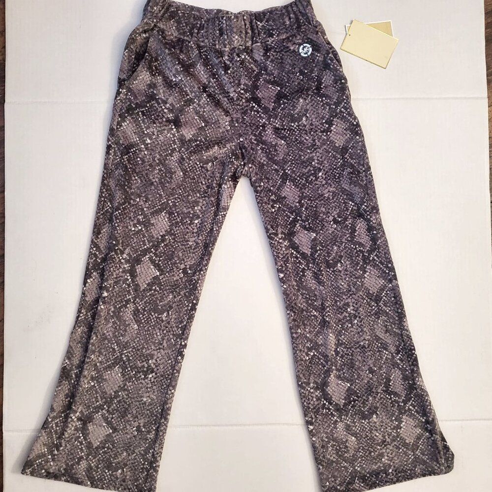 Michael Kors Women High Rise Allover Print Pant, Black Combo MEDIUM